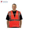 Custom Logo Printed Fluorescent Yellow Road Safety Vest Hi Vis Mesh Reflective Warning Workwear With 2 Pockets And Front Zipper